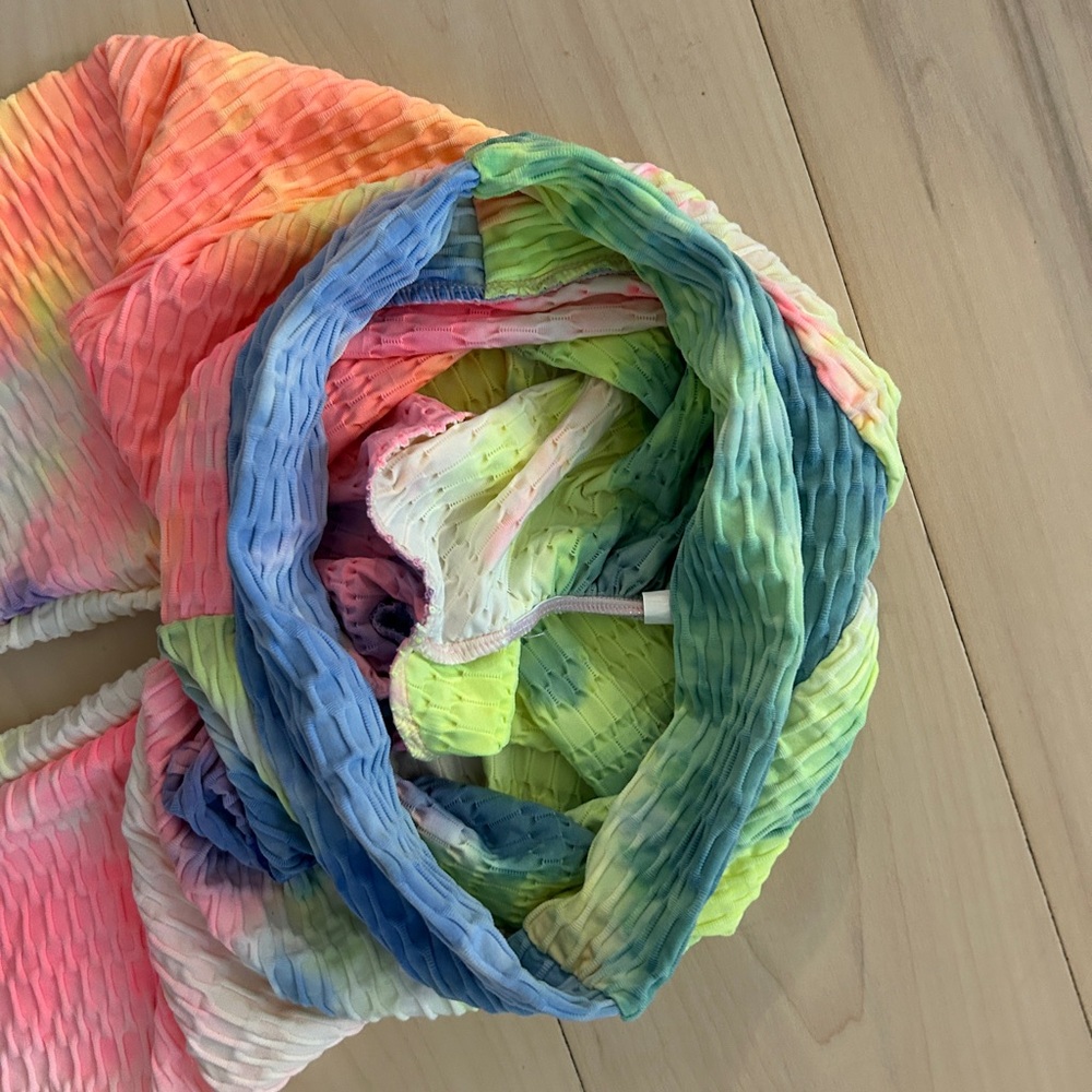 Scrunch Butt Rainbow Tie dyed High Waisted Yoga Capris Peach Butt Leggings Small - Picture 6 of 8